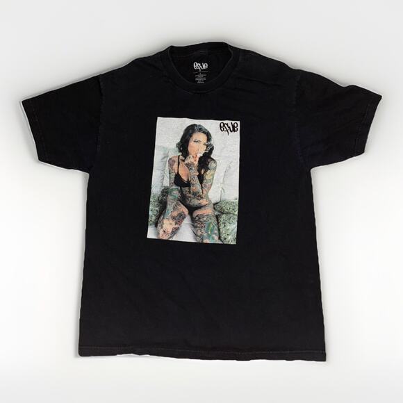 Efule Tattoo Girl Photography Graphic T-Shirt Black Large 20x27 - Picture 1 of 3